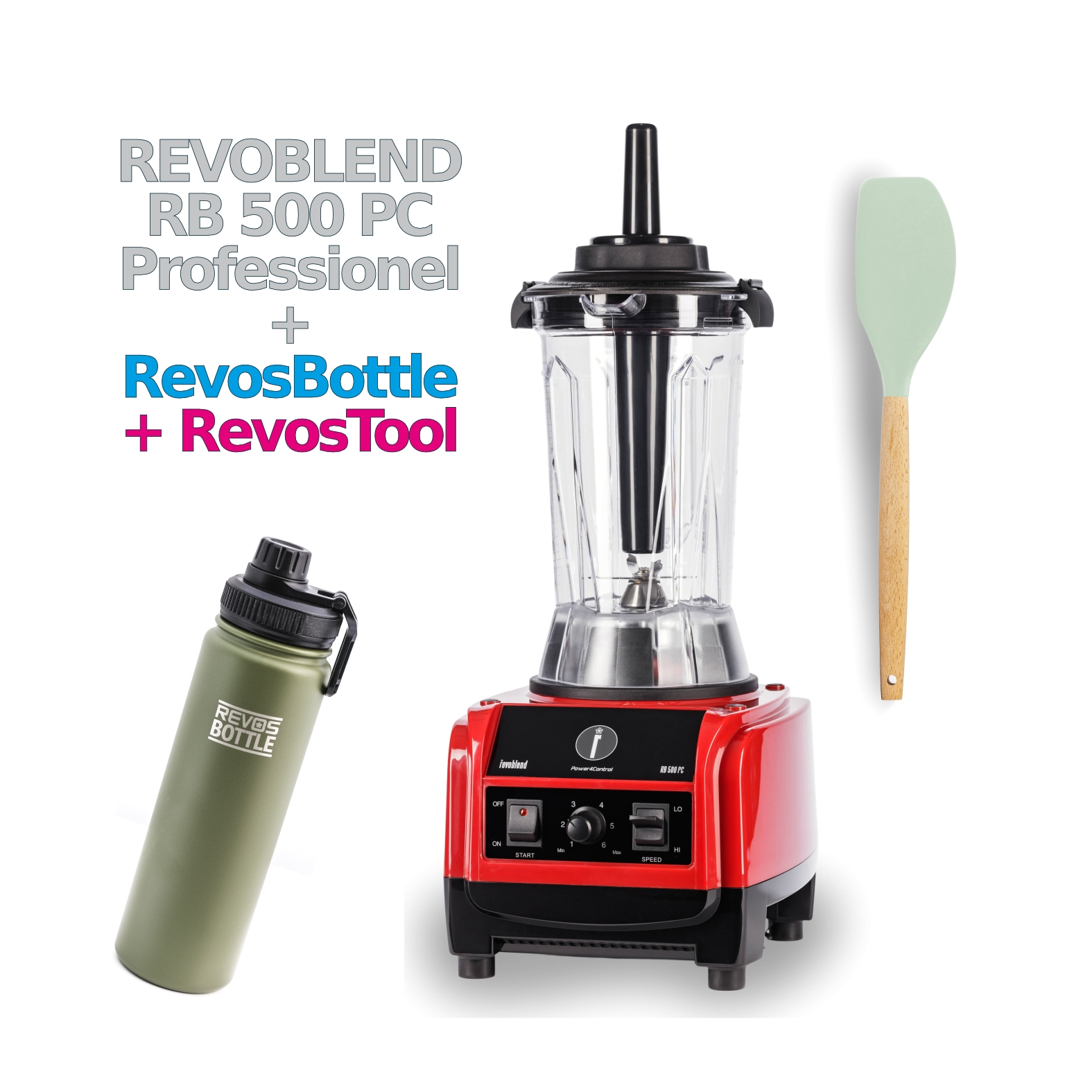 Kombi: Revoblend RB 500 PC Rubinrot + RevosTool + RevosBottle